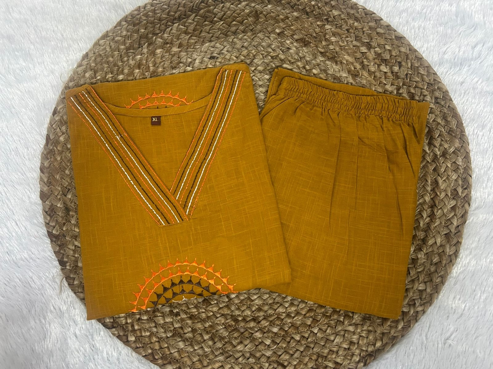 Ajrajh A-Line Cotton Kurti Set with Palazzo Pants